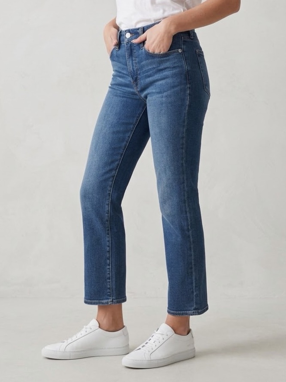GOOD AMERICAN Good Legs Crop Mini Bootcut Denim Jeans Size 0 25 Blue High Rise